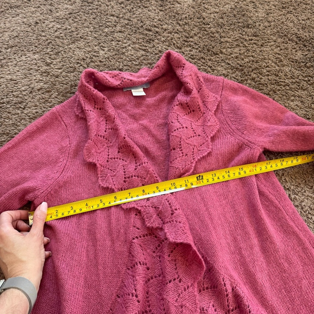Modern Soul Rose Pink Mohair Blend Cardigan Sweater Open Front Oversized XS - Picture 7 of 7